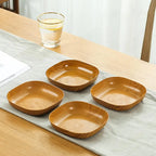 Kitchen Wood Grain Plastic Square Plate Japanese Simple Wood Grain Dish Set For Tableware Kitchen Bowl Dish Dinnerware