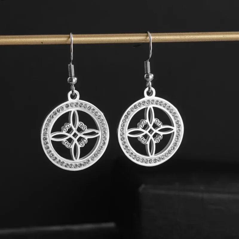 Geometric Heart Shaped Sun Pendant Earrings Stainless Steel Women's Earrings Fashion Charm Hip Hop Trendy Wedding Jewelry