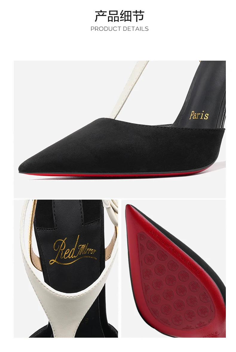 Women's Sandals Summer Pointed Toe Red Shiny Bottoms Stiletto High Heels Luxury Designer High Quality Pumps Elegant Woman Shoes