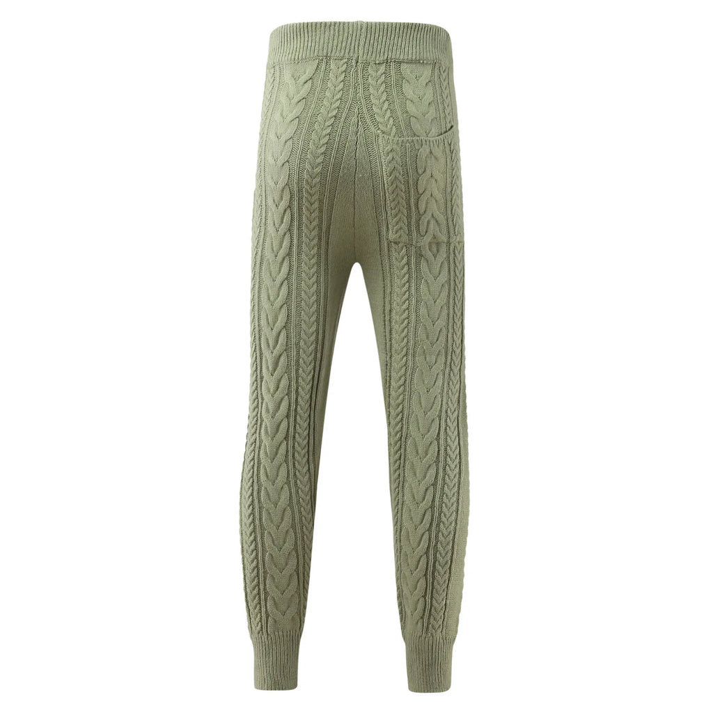 Men's Sweater Knitted Pants Solid Color Casual Pants Autumn Winter Warm  Knitted Slim Fit Pants for Male Long Pant
