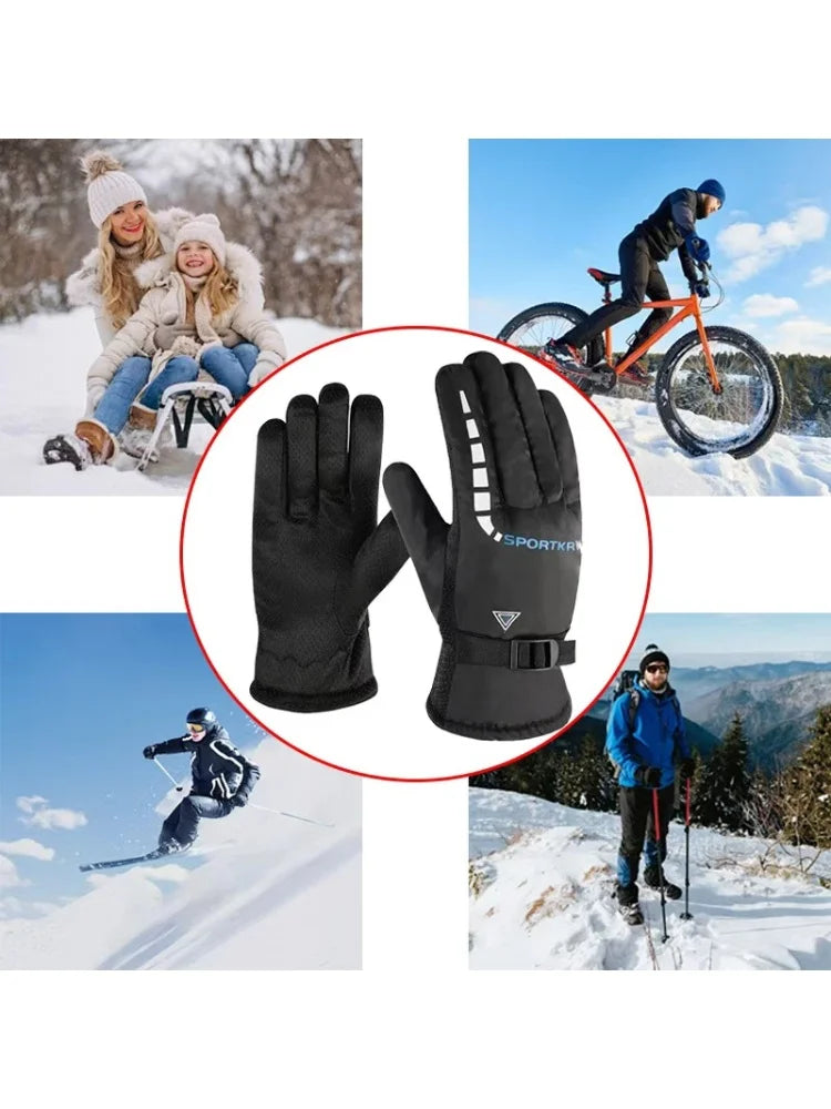 Winter Full Fingers Gloves for Men  Women  Warm Thicken Fleece Waterproof  Windproof Non  Slip for Skiing  Outdoor Running