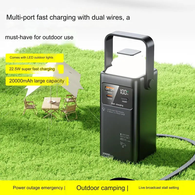 Portable outdoor emergency Power banks smartphone Backup Power 50000mah with built-in cable Powerbank 50000mah camping light
