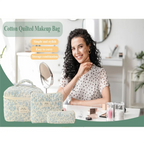 Makeup Cosmetic Bag Cosmetic Bag 3 Pcs Cotton Quilted Makeup Bag Aesthetic Floral Toiletry Bag For Women A