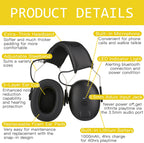 Electronic Headphone 5.0 Bluetooth Earmuffs Hearing Protection Headphones for Music Safety Noise Reduction Charging