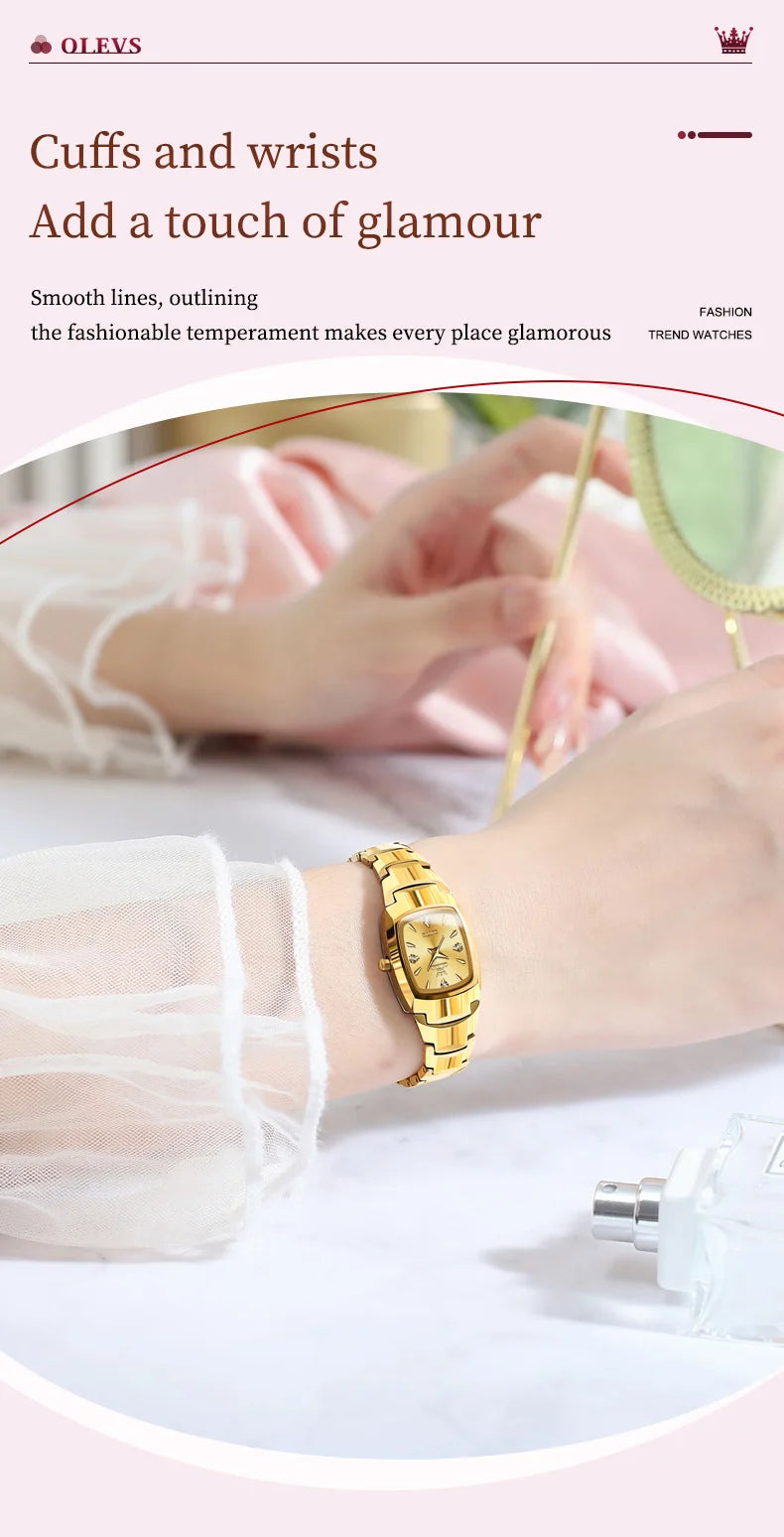 OLEVS 7006 Women's Watches Top Brand Luxury Original Quartz Montres Femmes Waterproof Tungsten Steel Case Strap Luminous Date
