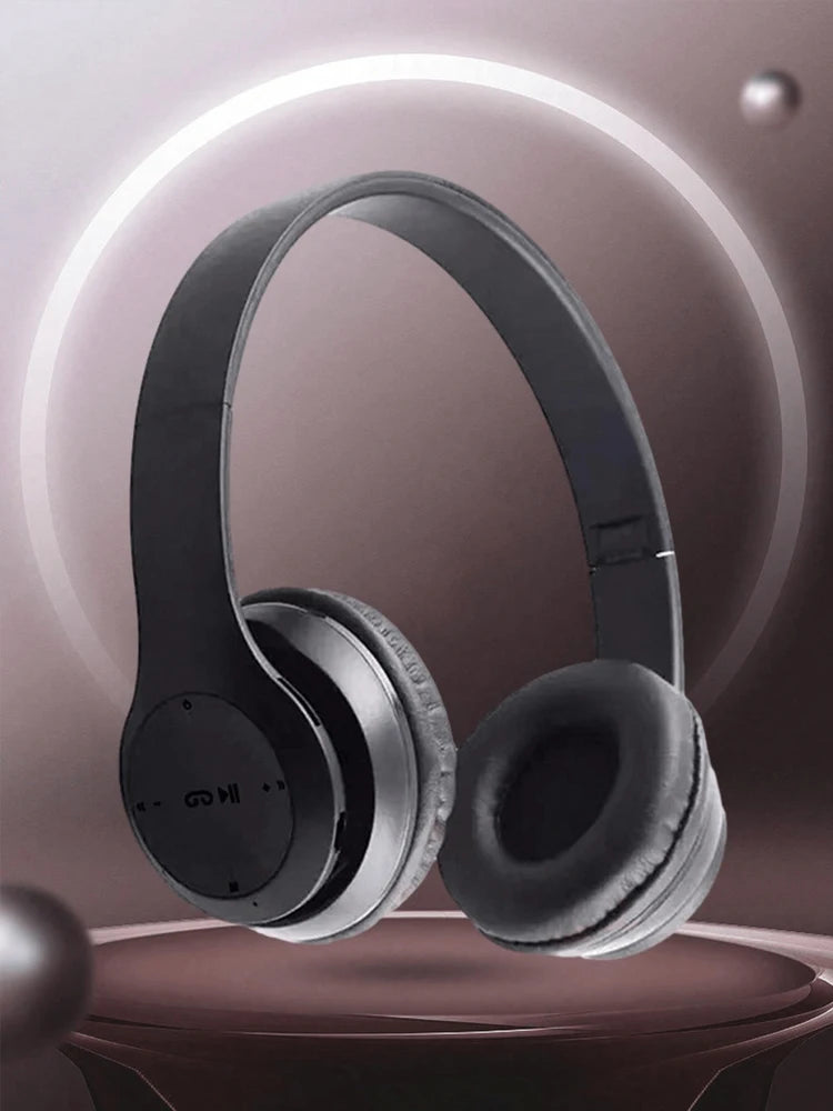 Foldable wireless Bluetooth headphones, over-ear heavy bass headphones