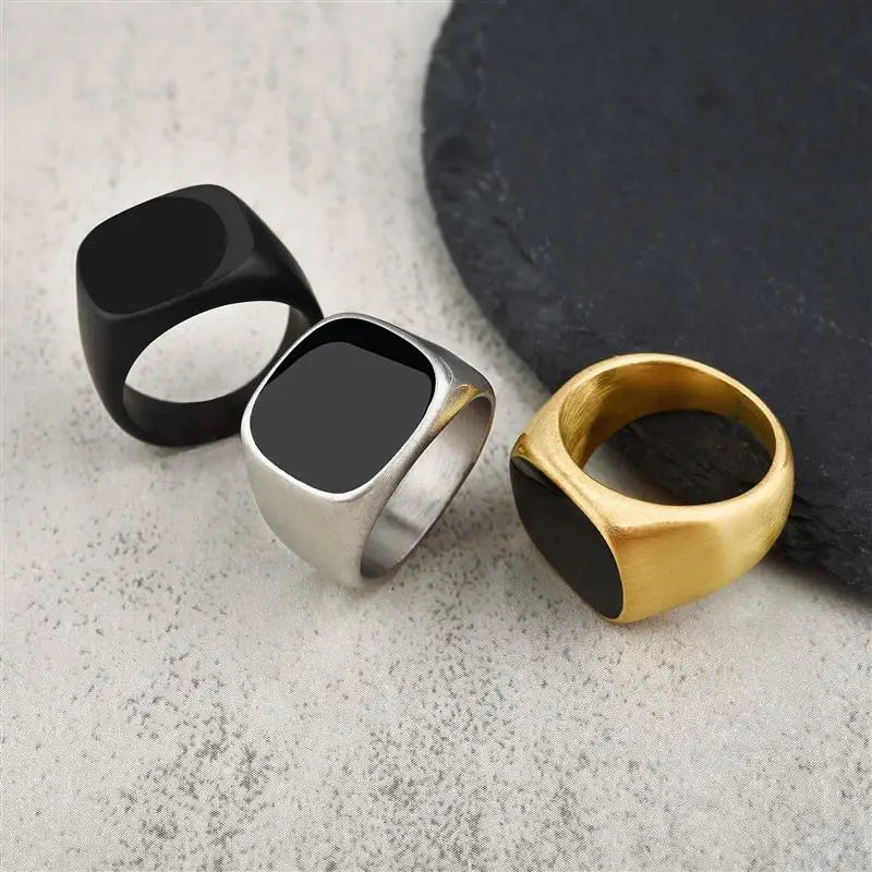 Jiayiqi Men's Ring Punk Rock Frosted 316L Stainless Steel Signet Ring For Men Hip Hop Party Jewelry Male Wedding Ring size 7-13