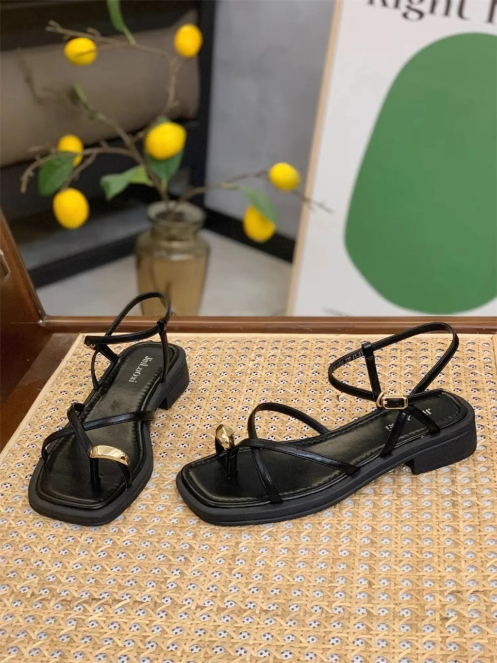 High Heel Sandals for Women New Summer 2025 Girls Low Heel Comfortable Sports and Casual Solid Sandals for Women Sandalias