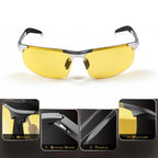 Fishing Sport Sunglasses Men Polarized UV400 Aluminum Rectangle Rimless Sun Glasses Photochromic Night Vision Eyewear