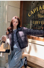 2025 New Korean Winter Women Down Cotton Jacket Parkas Short Cotton Padded Turn Down Collar Ladies Quilted Outerwear