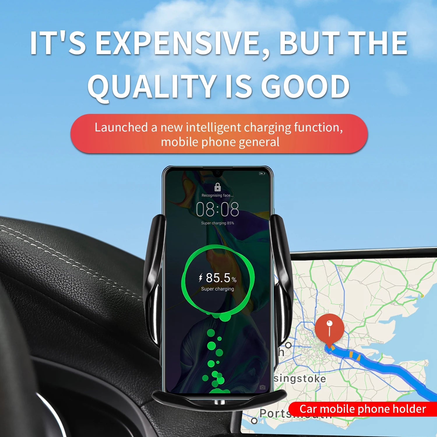 Car Mobile  Phone Holder For Audi A4L 2017-2019 Q5L 2018-2020 7" Screen Fixed Base Wireless Charging Phone Mount Car Accessories