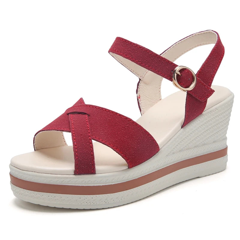 Women's Sandals Mix Color Wedges Heels Sandals Summer 2025 Shoes Woman Heeled Sandals Platform Summer Shoes Women Block Footwear