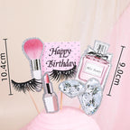 Girl's Birthday Party Cosmetics Decorations Lipstick Perfume Bottle Eyeshadow Box Cake Top Lady's Mom's Birthday Cupcake Toppers