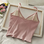 Women Knitted Tank Top Strap Vest Female Knitting Crop Top Chest Wrap Pure Cotton Underwear  Camisoles