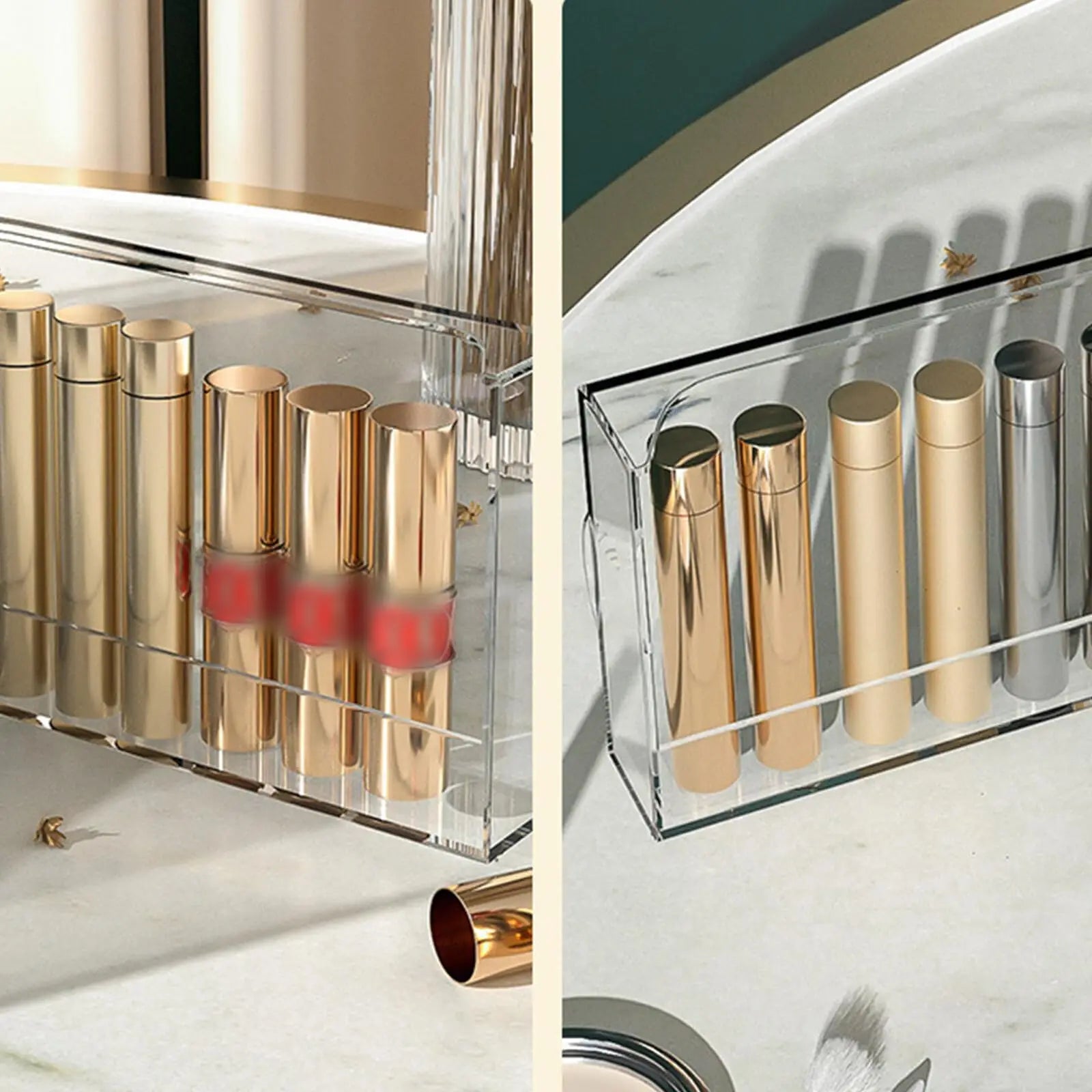 Cosmetics Storage Box With Lid and Handle Large Makeup Organizer Box Drawers for Skincare Display Cases Countertop, Bathroom