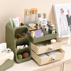 Cosmetics Storage Box, Large Capacity Desktop Dressing Table, Cosmetics Storage Rack With Oblique Plug-In Design Made Of ABS+PET