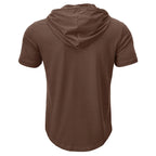 Men's Short-sleeved T-shirts for Sports and Fitness American-style Henley Shirt Hooded Top