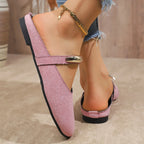Women Slippers Flats Round Toe Mules Sandals Woman Casual Shoes 2025 Trend Summer Dress Slippers Suede Comfort Slides Women