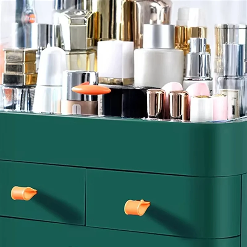 KYCOR-1Pc Cosmetics Receiving Box With Drawer Dust-Proof Desktop Makeup Organizer For Skin Care Products Household Storage