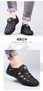 Men Sandals Leather 2024 Summer Breathable Casual Shoes for Man Slip on Clogs Outdoor Walking Shoes Non Slip Hand Made Sandalias