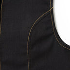 Women's Color Contrasting Stitch Collar Single breasted Straight Tank Top Long Fold Belt Bermuda Shorts Summer New Pants