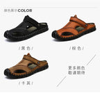 2023 Sandals Summer Men Leather  Classic Men Shoes Slippers Soft Sandals Men Roman Comfortable Outdoor Walking Footwear