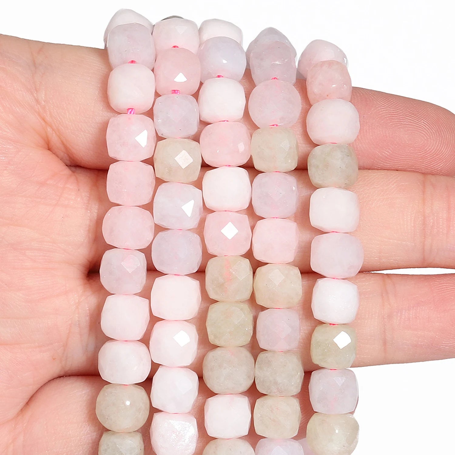 7-8mm Faceted Cube Beads Tourmaline Picture Jasper Agate Turquoise Amethyst Stone Beads for Jewelry Making Diy Accessories