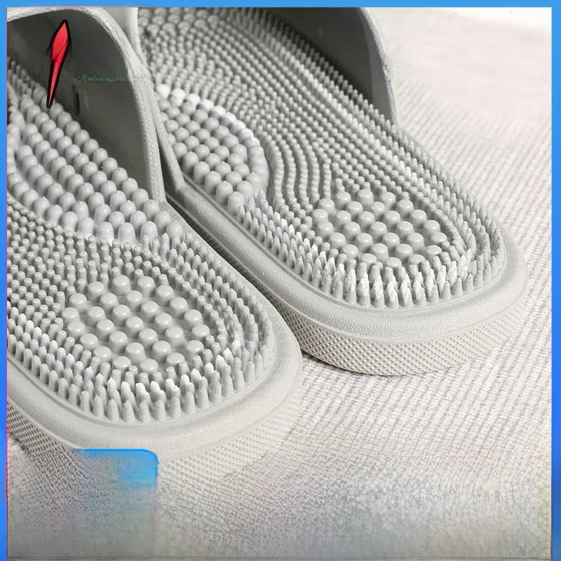 Men's Massage Slippers Anti-Slip Indoor Home Batoom Bathing Sandals Simple Sle PVC Material Comfortable Summer Slippers