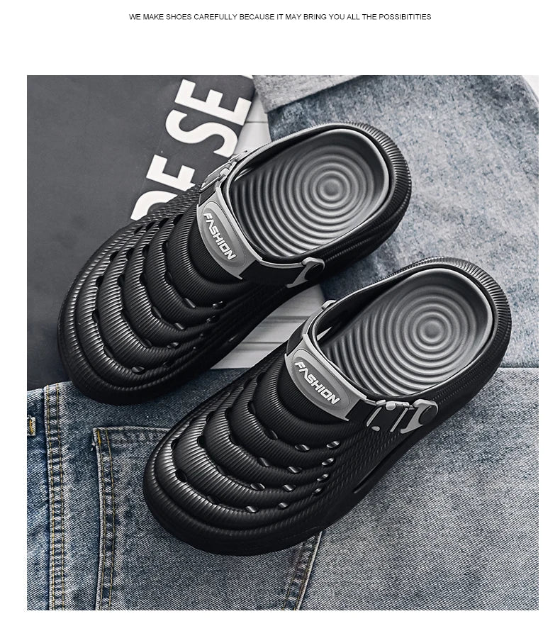 New Men Massage Slippers Slides Indoor Outdoor Sandals Beach Casual Shoes Comfortable Sole Men's Slippers