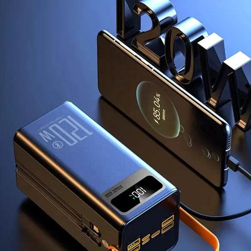 120W Super Fast Power Bank 200000mAh Large Capacity Outdoor Mobile Power Supply Supports 7 Devices to Charge At The Same Time
