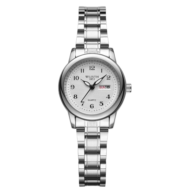 Couple Watch Luxury Quartz Wristwatches For Women Man Bussiness Stainless Steel Watches Waterproof Week Date Wristwatch Clock