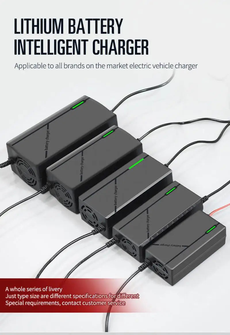 36V 48V 60V 72V Charger 2A 3A 5A Lithium Battery Pack 42 54.6 67.2 84V 10 13 16 20S DC EU Smart Intelligent Fast Charging Charge