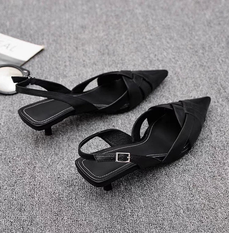 Weave Women Heeled Sandals Pointed Toe Elegant Shoes Woman Trend New Slippers Fashion Heels Women Zapatos Mujer