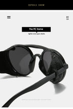 2022 Steampunk Googles Men Retro Punk Round Sunglasses Brand Design Double-bridge Windshield Hiking Driving Shades Eyewear UV400