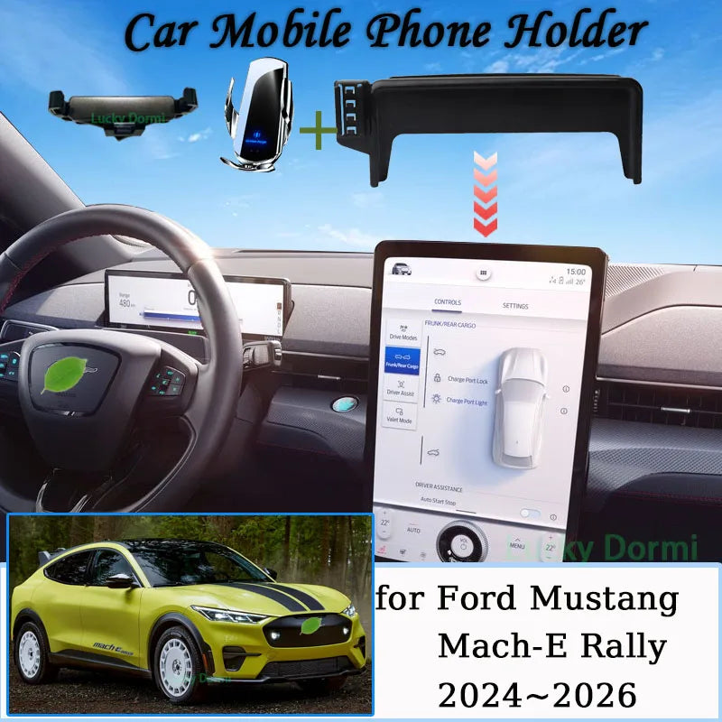 Car Mobile Phone Holder For Ford Mustang Mach-E Rally 2025 2024 Mount MagSafe Bracket Wireless Charger Stand Auto Accessories