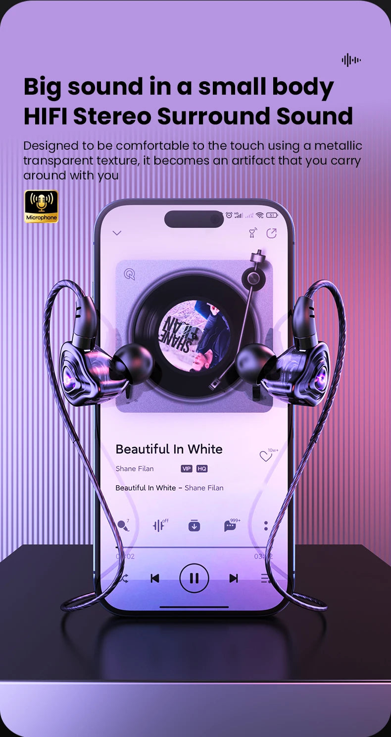 In-Ear Earbuds High Quality Headset 2 Color Optional Built-In Microphone In-Ear Wired Earphone for Phone Computer Headphone