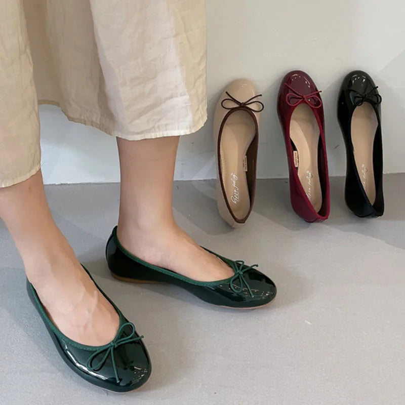 Shallow Female Soft Round Toe Ladies Flats With Shoes Slides Footwear Fashion Butterfly-Knot Women Ballet Flats Dance Shoes