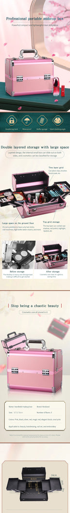 Cosmetics Box Portable Professional Cosmetic Bag Suitcases Large Capacity Women Travel Makeup Bags
