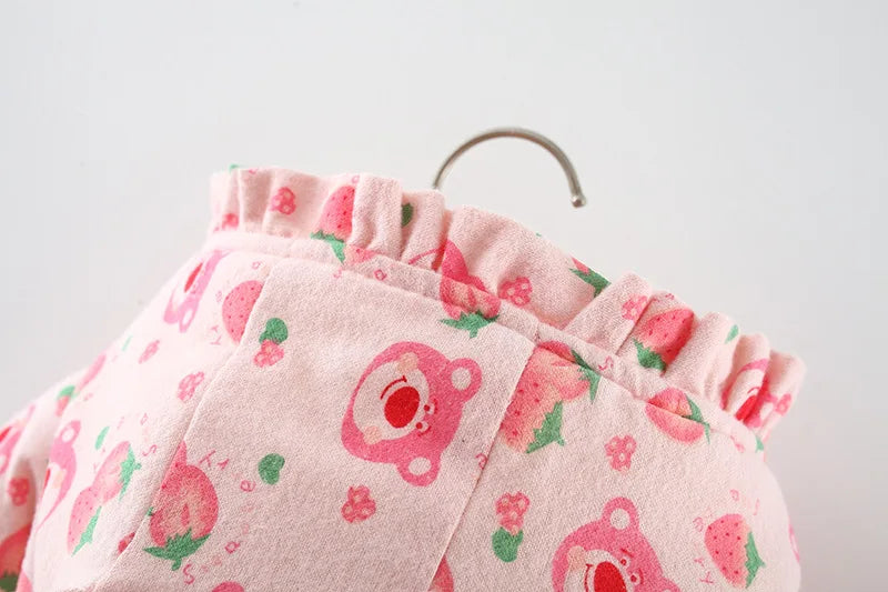 Winter Girls' Cotton Jacket, New Cute Children's Clothing, Solid Color Printed Girls' Cotton Jacket, Rabbit Ear Hooded Bag Gift