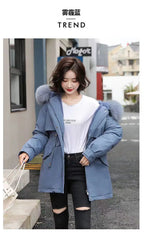 Winter Coat 2025 New Women's Thick Cotton Jacket Women's Medium long Korean version Fur collar Coat Female Warm Parka Overcoat