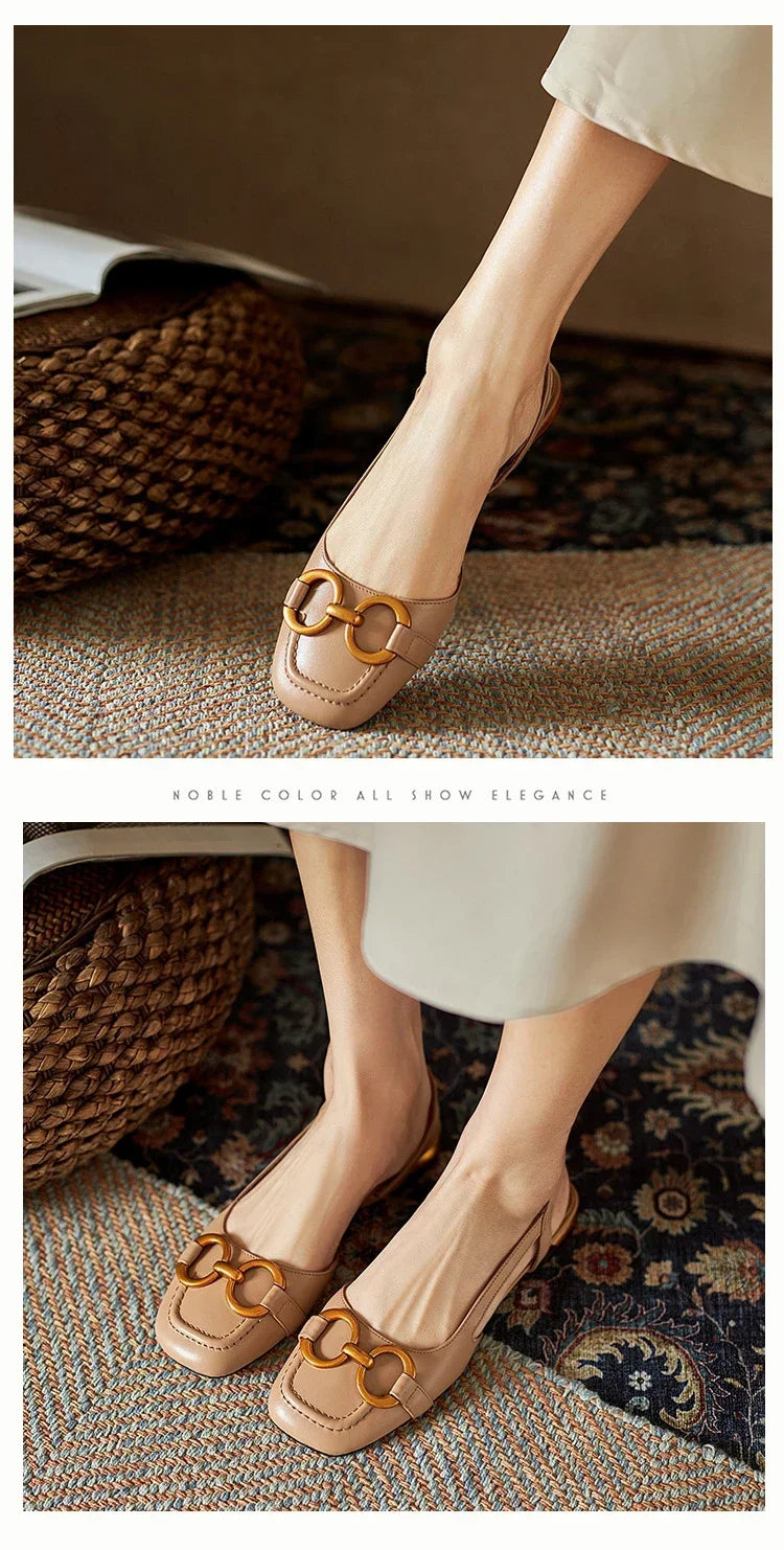 Women's Sandals 2023 Elegant Office Ladies Shoes and Sandals Women Casual Shoes Square Heel Sandals Slip On Woman Flats