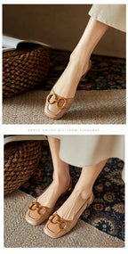 Women's Sandals 2023 Elegant Office Ladies Shoes and Sandals Women Casual Shoes Square Heel Sandals Slip On Woman Flats