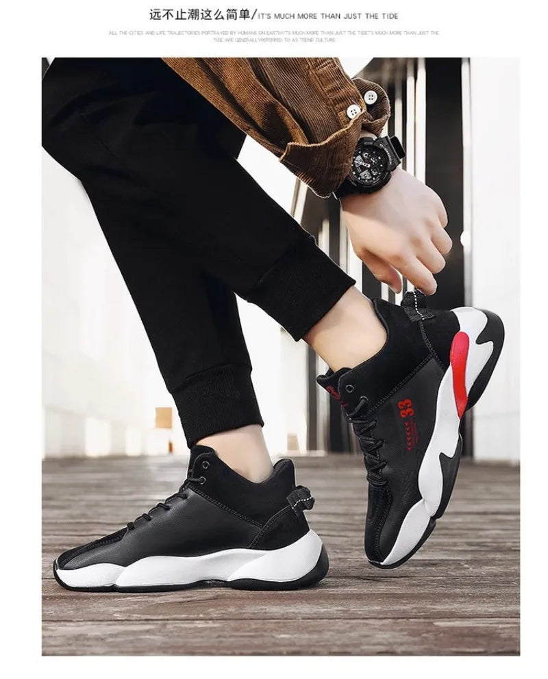 Shoes for Men Fashion High Quality Leather High-top Platform Mens Shoes Outdoor Tooling Comfort Leisure Ankle Boots Botas Hombre