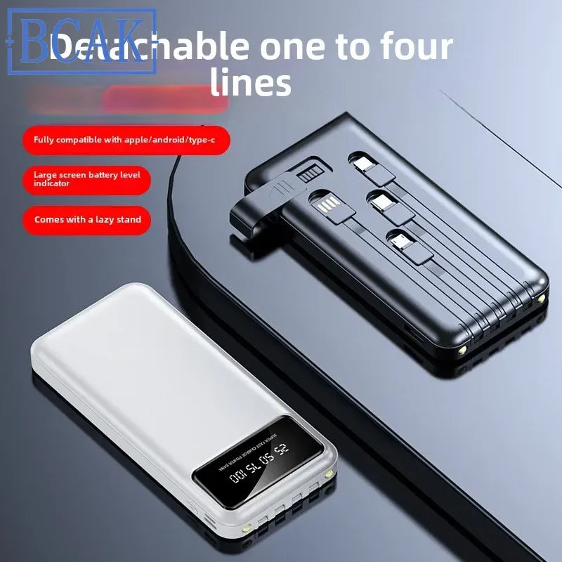 New Style BCAK power bank 20000mAh self-contained cable fast charging mini mobile phone gift mobile power supply