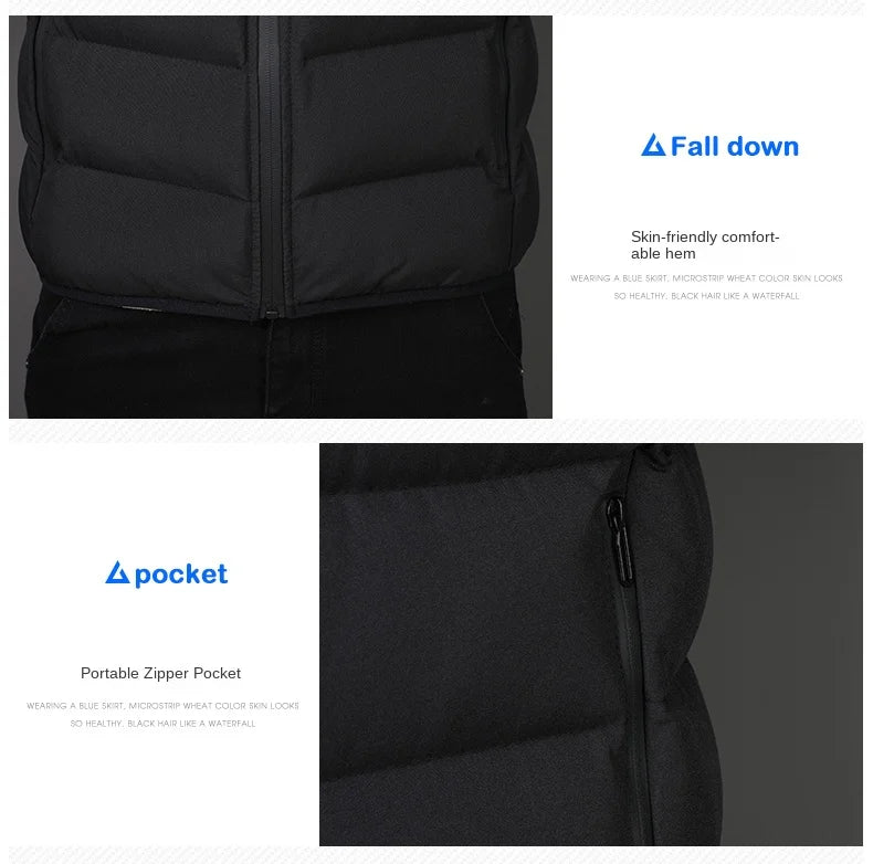 Autumn Winter Warm Vest Standing Collar Windproof Simple Solid Color Thin High Trend All Quality Fabric Comfortable Breathable