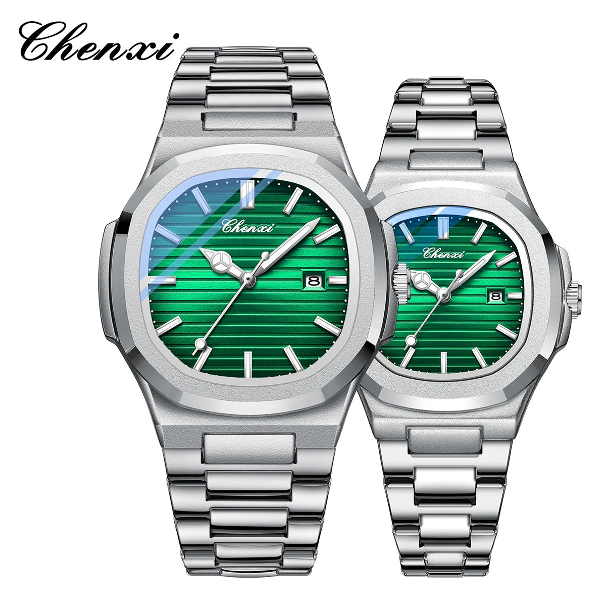 Fashion Couple Watches Men and Women Business Luxury Stainless Steel Quartz Wristwatch Waterproof Luminous Couple Watch Pair Set