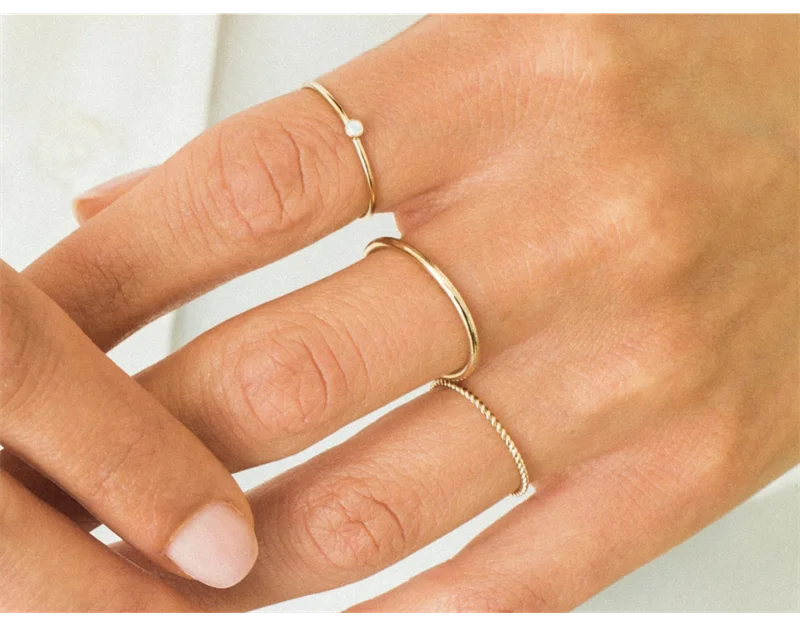 14K gold filled Essential Stacking Ring 1.5MM Thickness Knuckle Ring Boho Gold Jewelry Minimalism Stacking Boho Ring for Women