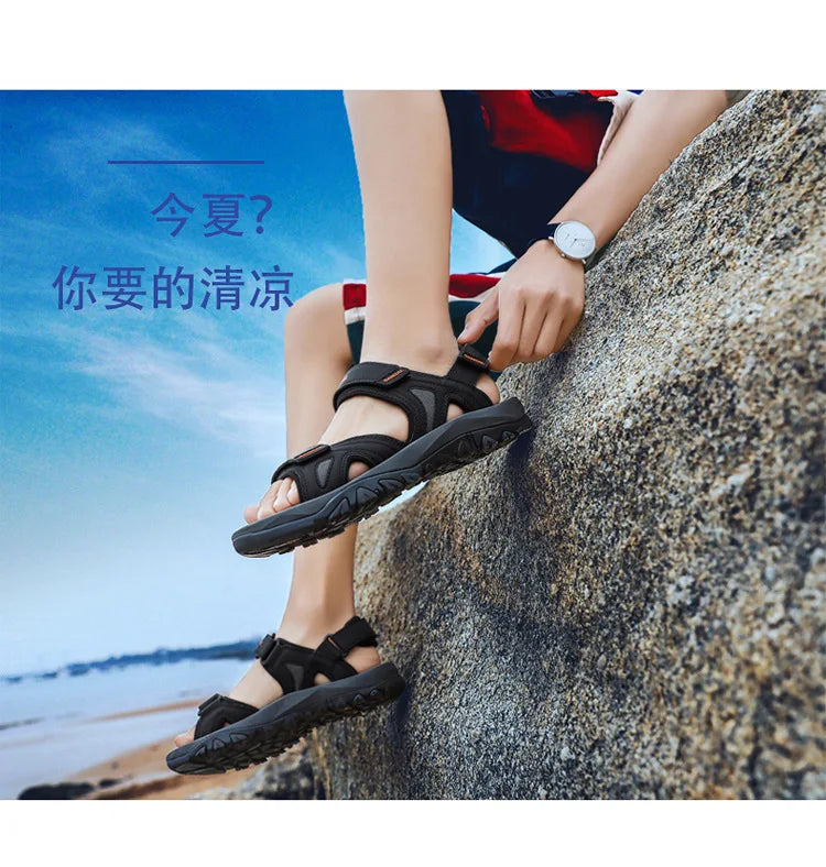Men's Sandals 2022 Beach and Sea Casual Shoes Sandal for Men Summer Male New Slippers Wears Genuine Leather Man Flip Flops