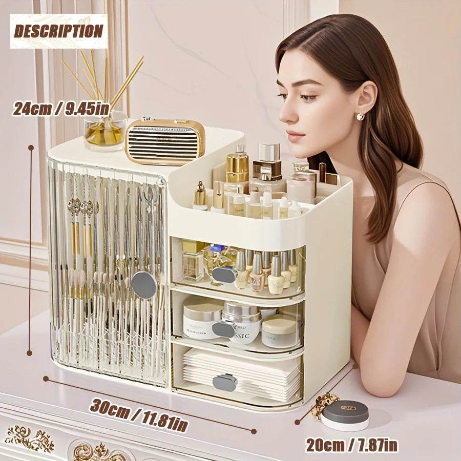 Makeup Storage Box And Light Beige Care Product Storage Box, A High-capacity Cosmetic Storage Solution. Cosmetic Storage