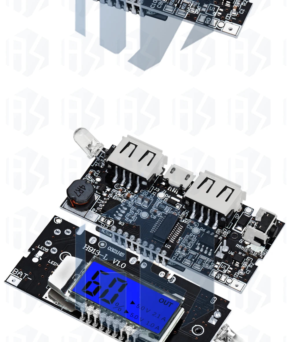 BS Dual USB Mobile Power Bank: 5V 1A & 2.1A Output! 18650 Battery - Powered PCB Power Module -  Phone Charging & DIY